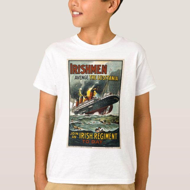 Vintage Lusitania Poster (Irish Recruiting) Tee (Framsida)