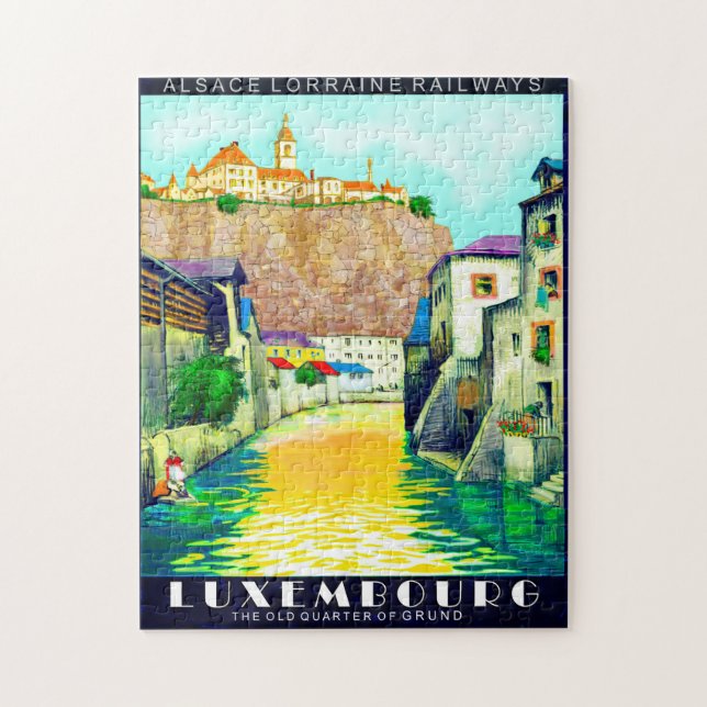 Vintage Luxembourg Europe Travel Poster Puzzle Pussel (Vertikal)