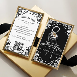 Vintage Luxury Black Gold Beauty Makeup Artist Visitkort