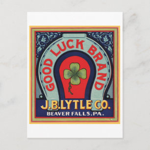 Vintage Lycka till Brand J. Bl Lytle Co. Låda Labe Vykort