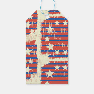 Vintage Lycklig 4 juli/Independence day Presentetikett