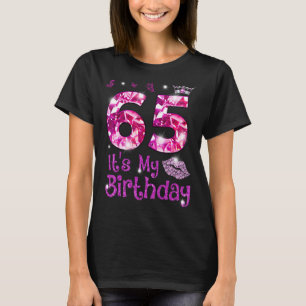 Vintage Lycklig 65 Det är min födelsedag Krona Läp T Shirt