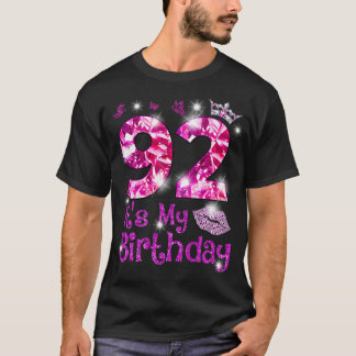 Vintage Lycklig 92 min födelsedag Krona Läppar 92: T Shirt