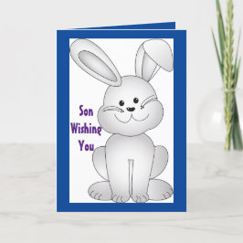 Vintage Lycklig Bunny Card för en son Helgkort