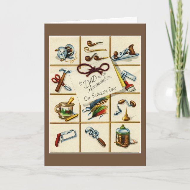 Vintage Lycklig Fars dag Kort (Framsida)