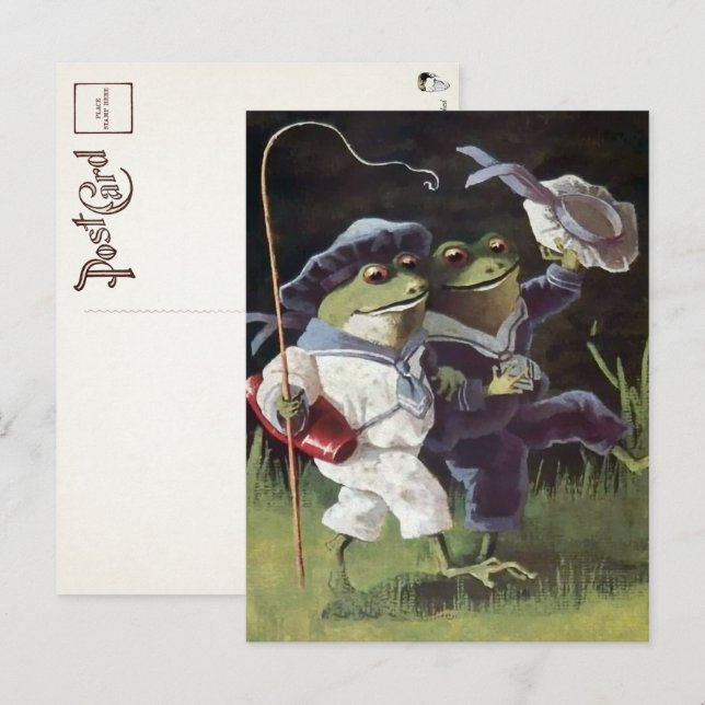 Vintage Lycklig Frogs vykort  (Fram/baksida)