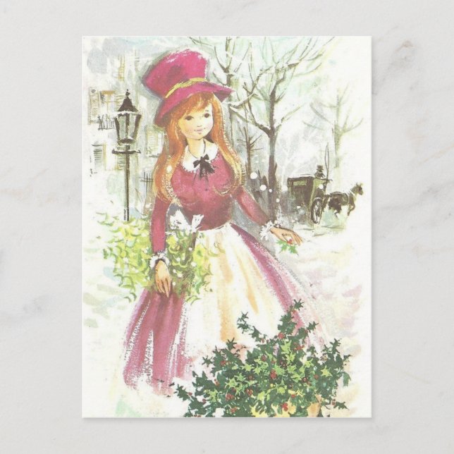 Vintage Lycklig jul Helg Vykort (Framsida)