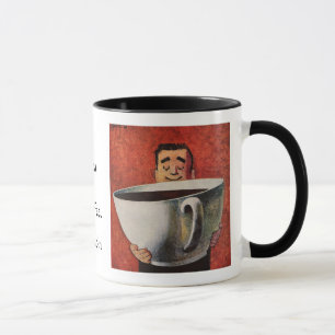 Vintage Lycklig Man Drinking Giant Kopp i kaffe