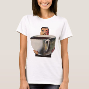 Vintage Lycklig Man Drinking Giant Kopp i kaffe T-shirt