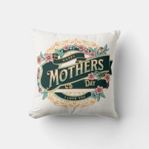 Vintage Lycklig Mors dag, färgämnen för Blommigt F Kudde