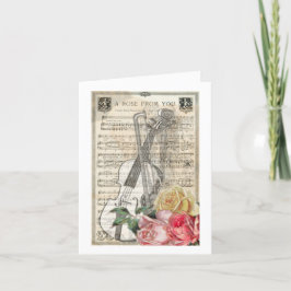 Vintage Lycklig Mors dag Violin Music med Rosor Helgkort