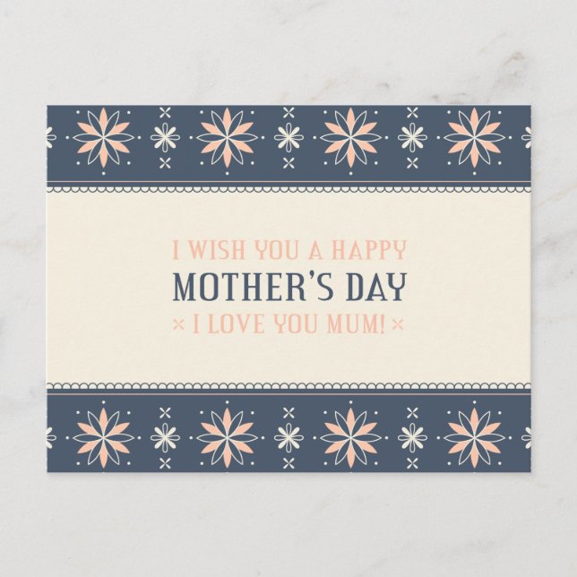 Vintage Lycklig Mors dag | vykort (Framsida)