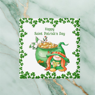 Vintage Lycklig Saint Patricks Day Pot of Guld Gno Magnet