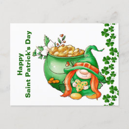 Vintage Lycklig Saint Patricks Day Pot of Guld Gno Vykort