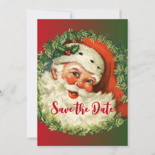 Vintage Lycklig Santa med utandning av Holly och G Spara Datumet