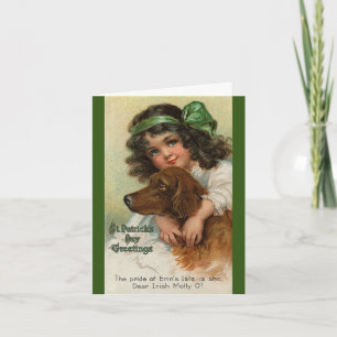 Vintage Lycklig St. Patrick's Day Cute Irish Girl Kort
