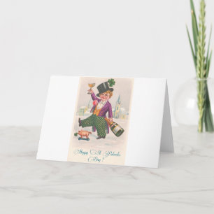 Vintage Lycklig St patricks day Shamrock Champagne Kort