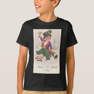 Vintage Lycklig St patricks day Shamrock Champagne T-shirt