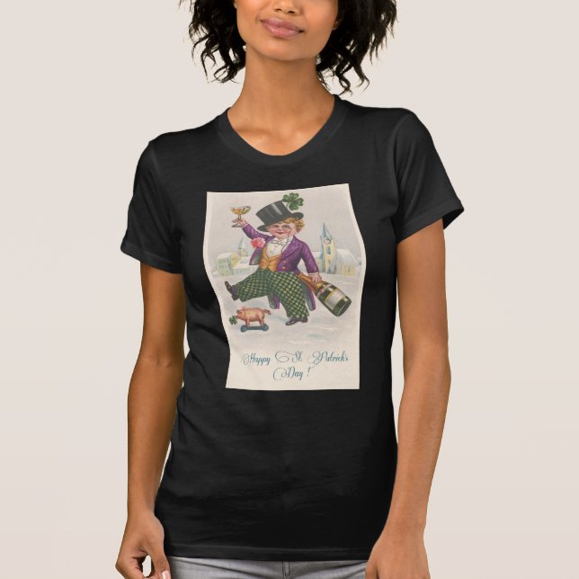 Vintage Lycklig St patricks day Shamrock Champagne Tee Shirt (Framsida)