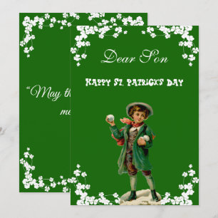 Vintage Lycklig St. Patrick's Day Son, Grandson Cu Julkort