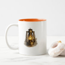 Vintage lykt i orange tvåtons-mugg