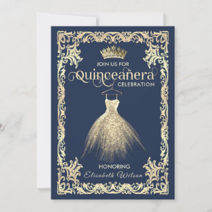 Vintage lyxklänning tiara Quinceañera Inbjudningar