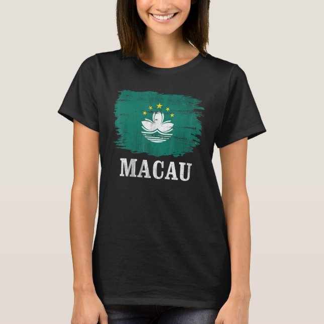 Vintage Macau Flagga T Shirt (Framsida)