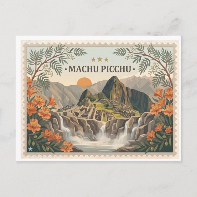 Vintage Machu Picchu Peru vykort (Framsida)