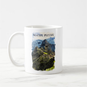 Vintage Machu Picchu Peru Watercolor Paint Kaffemugg