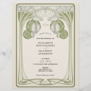 Vintage Mackintosh Träd i Blom Antikgrön Reklamblad