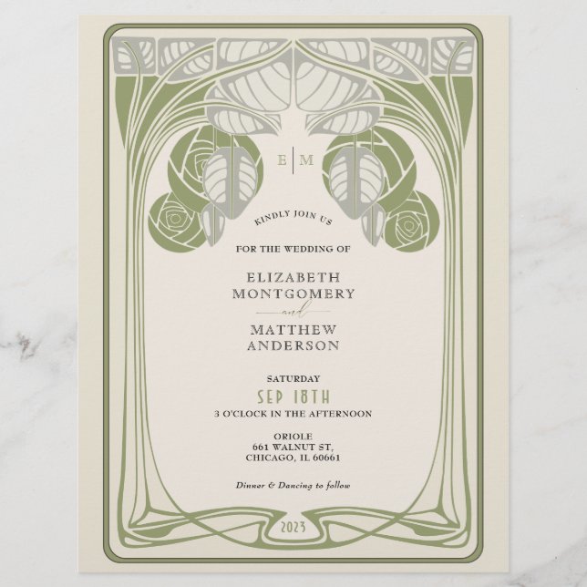 Vintage Mackintosh Träd i Blom Antikgrön Reklamblad (Framsidan)