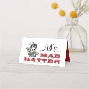 Vintage Mad Hatter Illustration Placeringskort