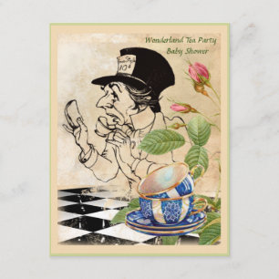 Vintage Mad Hattter's Tea Party Baby Shower Inbjudningar