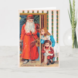 Vintage Mad Santa Helgdag Card Helgkort