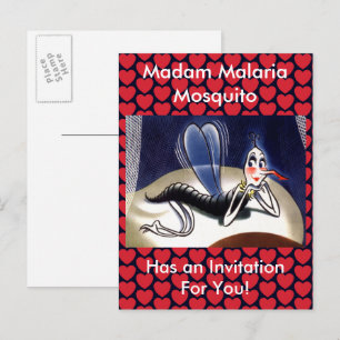 Vintage Madam Malaria Mygga Inbjudan Vykort