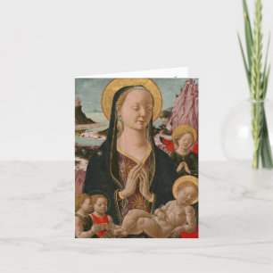 Vintage Madonna och Änglarnas barnjulkort Tack Kort