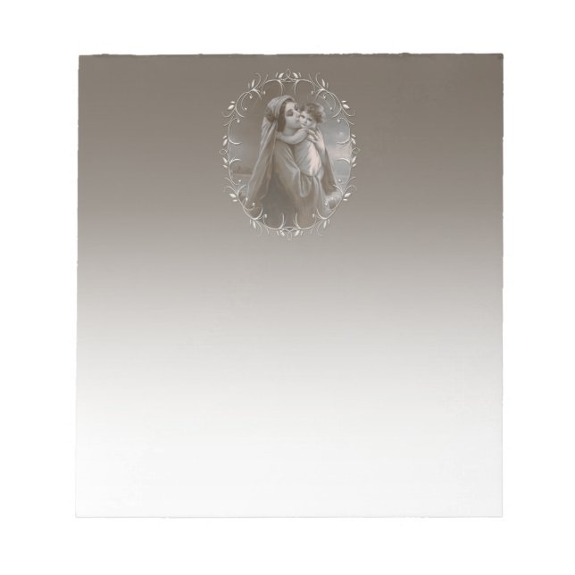 Vintage Madonna och barn med Silver Ram Anteckningsblock (Framsida)