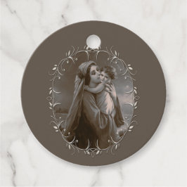 Vintage Madonna och barn med Silver Ram Gåvor Etiketter