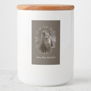 Vintage Madonna och barn med Silver Ram Mat Etikett