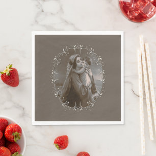 Vintage Madonna och barn med Silver Ram Pappersservett