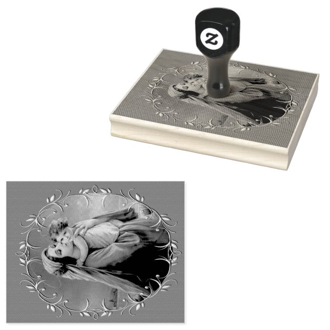 Vintage Madonna och barn med Silver Ram Stämpel (Stämplad)