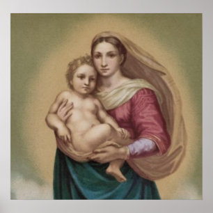 Vintage Madonna och barn Poster