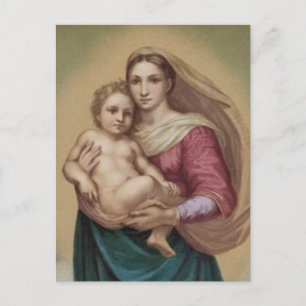 Vintage Madonna och barn Vykort