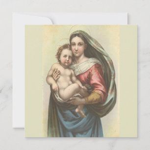 Vintage Madonna och Religiösa julkort för barn Tack Kort