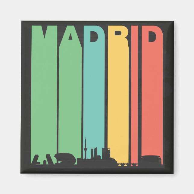 Vintage Madrid Cityscape Magnet (Framsidan)
