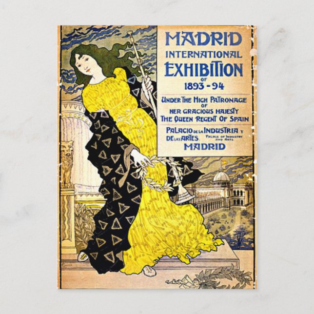 Vintage: Madrid Internationell Exposition, 1893-94 Vykort (Framsida)
