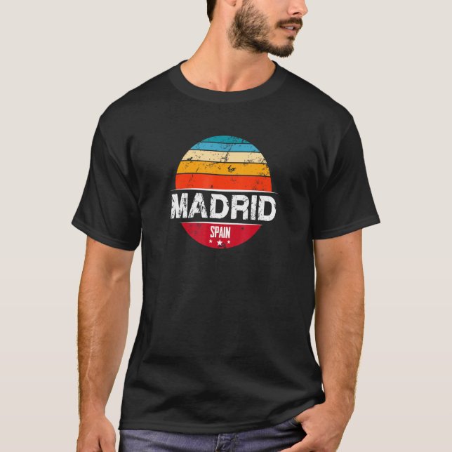 Vintage Madrid Spain Souvenir T Shirt (Framsida)