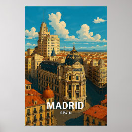 Vintage Madrid Spain Travel Poster