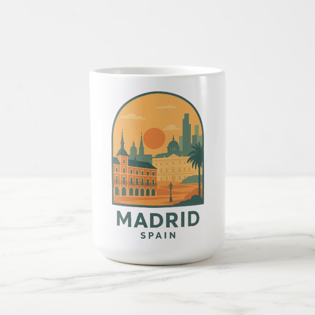Vintage Madrid Spanien Resa – Retro Stad Kaffemugg (Center)