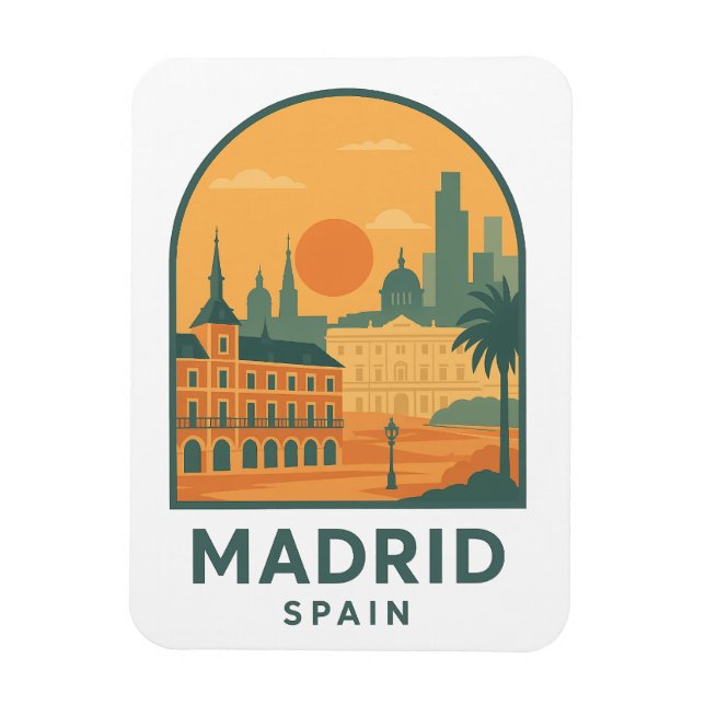 Vintage Madrid Spanien Resa – Retro Stad Magnet (Vertikal)
